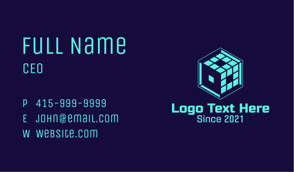 Cyber Digital Cube Business Card Design Image Preview