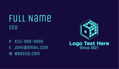 Cyber Digital Cube Business Card Image Preview