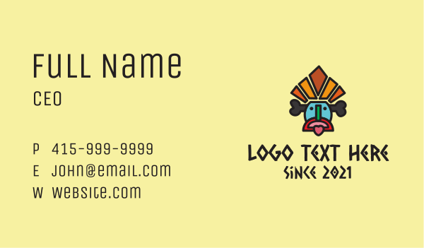 Multicolor Tribal Mask  Business Card Design Image Preview