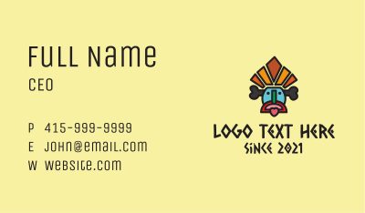 Multicolor Tribal Mask  Business Card