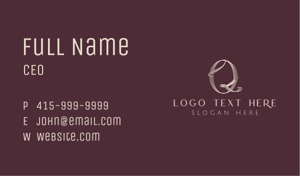 Elegant Fashion Letter Q Business Card Design Image Preview