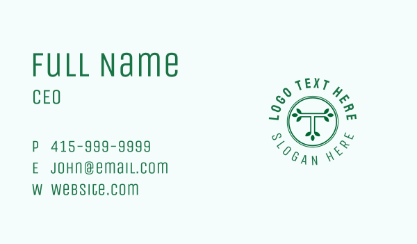 Eco Friendly Gardening Letter T  Business Card Design Image Preview