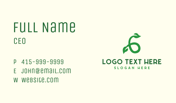 Green Leaf Number 6 Business Card Design Image Preview