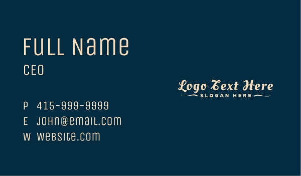 Classic Script Wordmark Business Card Design Image Preview