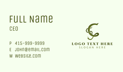 Herbal Plant Letter C Business Card Image Preview