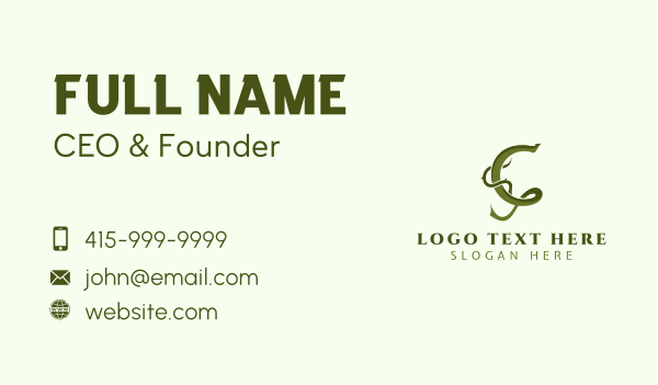 Herbal Plant Letter C Business Card Design