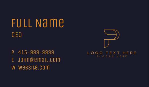 Premium Gold Letter P Business Card Design Image Preview