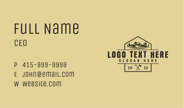 Rustic Mountain Axe Business Card Design Image Preview