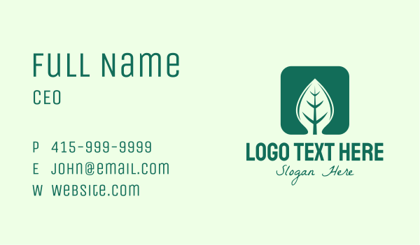 Green Leaf App Business Card Design Image Preview