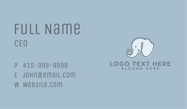 Cute Childish Elephant Business Card Design Image Preview