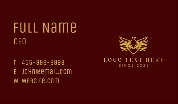 Eagle Wings Premium Shield Business Card Design Image Preview