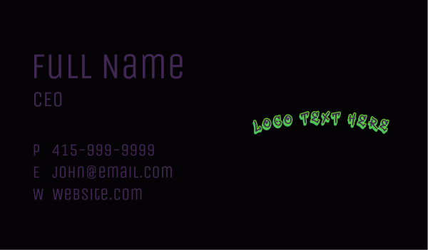 Neon Graffiti Wordmark Business Card Design Image Preview