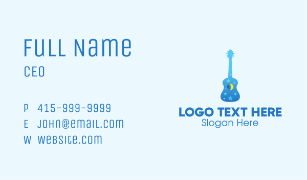 Blue Night Dream Guitar  Business Card Design Image Preview