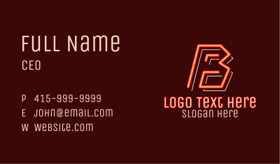 Neon Arcade Orange Letter B Business Card