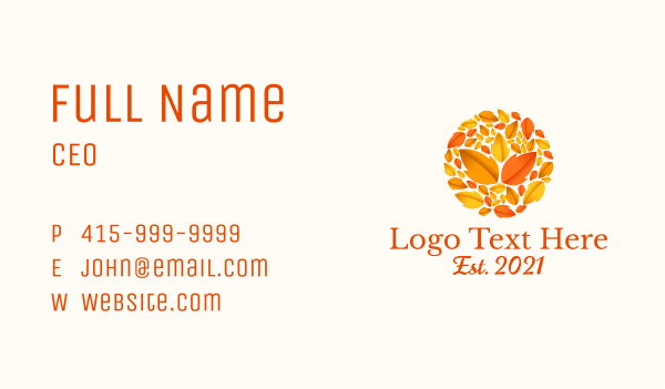 Autumn Leaves Pattern  Business Card Design Image Preview