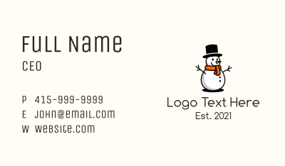 Happy Christmas Snowman  Business Card Image Preview