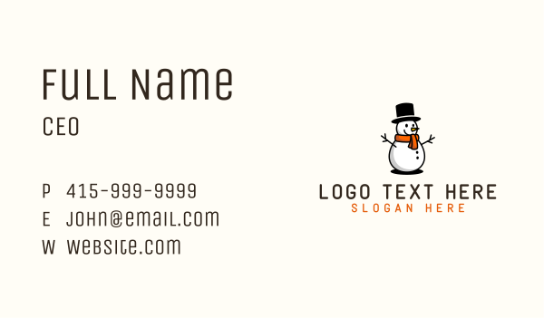 Happy Christmas Snowman  Business Card Design Image Preview