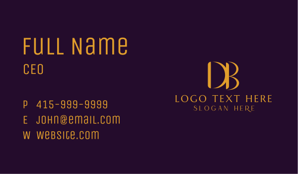 Luxury D & B Monogram Business Card Design Image Preview