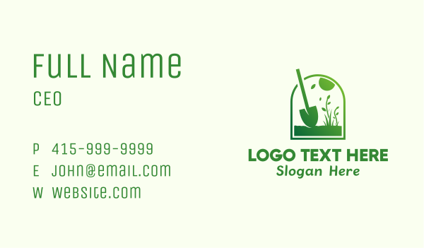 Green Garden Shovel Grass Business Card Design Image Preview