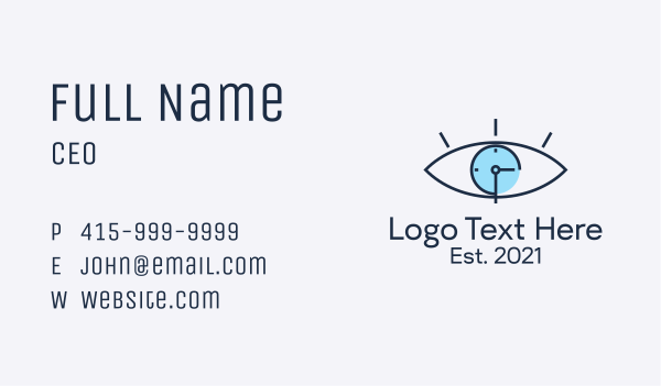 Minimalist Eye Clock  Business Card Design Image Preview