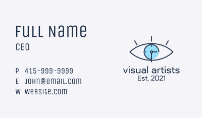 Minimalist Eye Clock  Business Card Image Preview