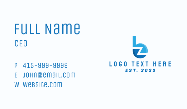 Modern Blue BZ Business Card Design Image Preview