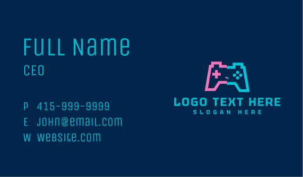 Glitch Game Controller Business Card Design Image Preview