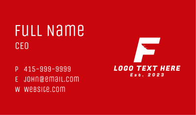Wing Letter F  Business Card Image Preview