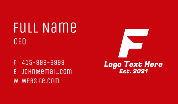 Wing Letter F  Business Card Design
