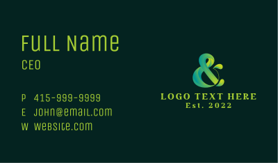 Green Ampersand Calligraphy Business Card Image Preview