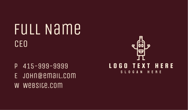 Wine Bottle Mascot Business Card Design Image Preview