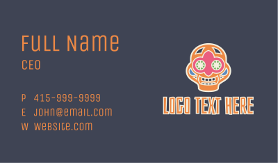 Colorful Mexican Skull Business Card Image Preview