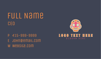 Colorful Mexican Skull Business Card Image Preview