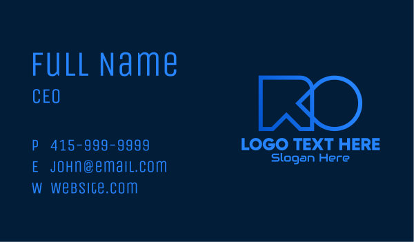 Blue Gaming Letter R & O Business Card Design Image Preview