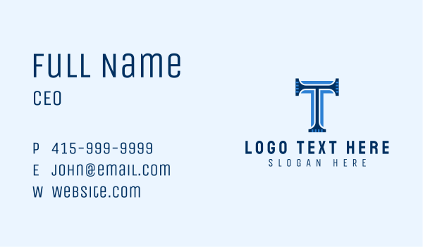 Blue Classic Letter T  Business Card Design Image Preview