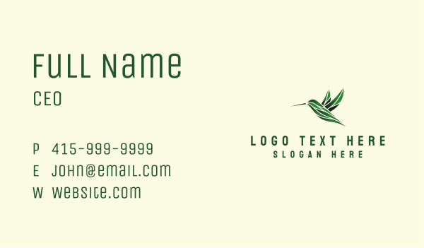 Green Abstract Hummingbird Business Card Design Image Preview