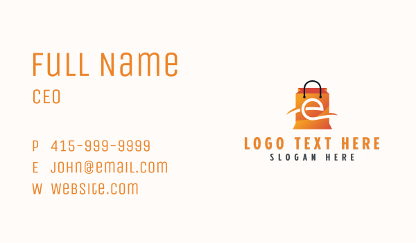 Retail Shopping Bag Letter  E Business Card Design Image Preview