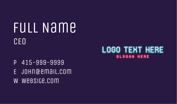 Neon Lights Wordmark Business Card Design Image Preview