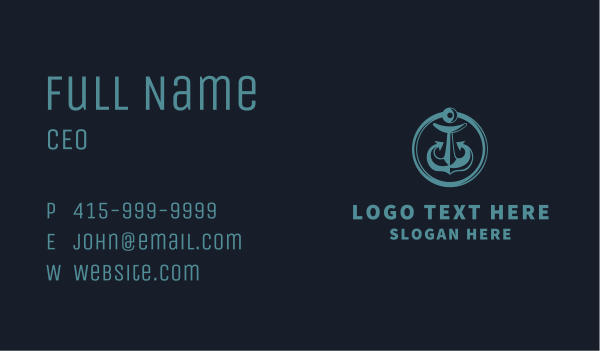 Anchor Marine Badge Business Card Design Image Preview