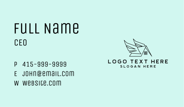 Simple House Wings Business Card Design Image Preview