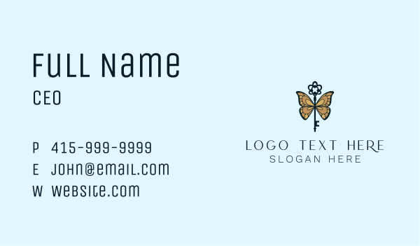 Beautiful Butterfly Key Business Card Design Image Preview