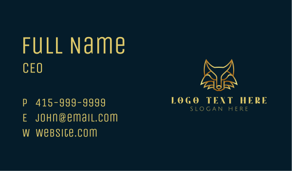 Golden Abstract Fox Business Card Design Image Preview