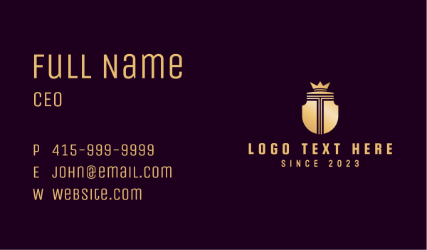Premium Crown Shield Letter T Business Card Design Image Preview