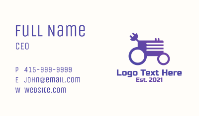Purple Tractor Electric Plug Business Card Image Preview