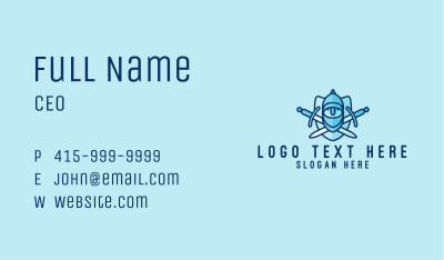Blue Knight Sword Shield  Business Card Image Preview