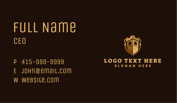 Castle Tower Shield Business Card Design Image Preview