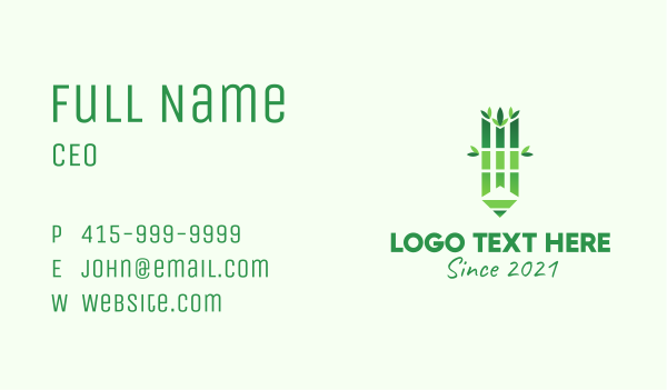 Organic Bamboo Pencil Business Card Design Image Preview