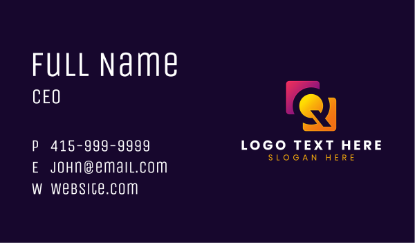Multimedia Startup Letter Q Business Card Design Image Preview