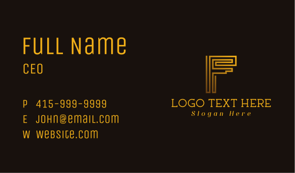 Generic Gold Letter F Business Card Design Image Preview