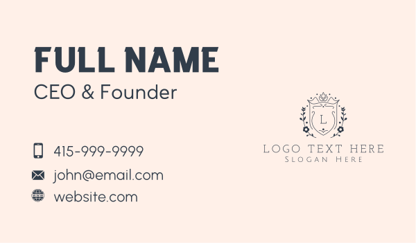 Crown Shield Flower Lettermark Business Card Design